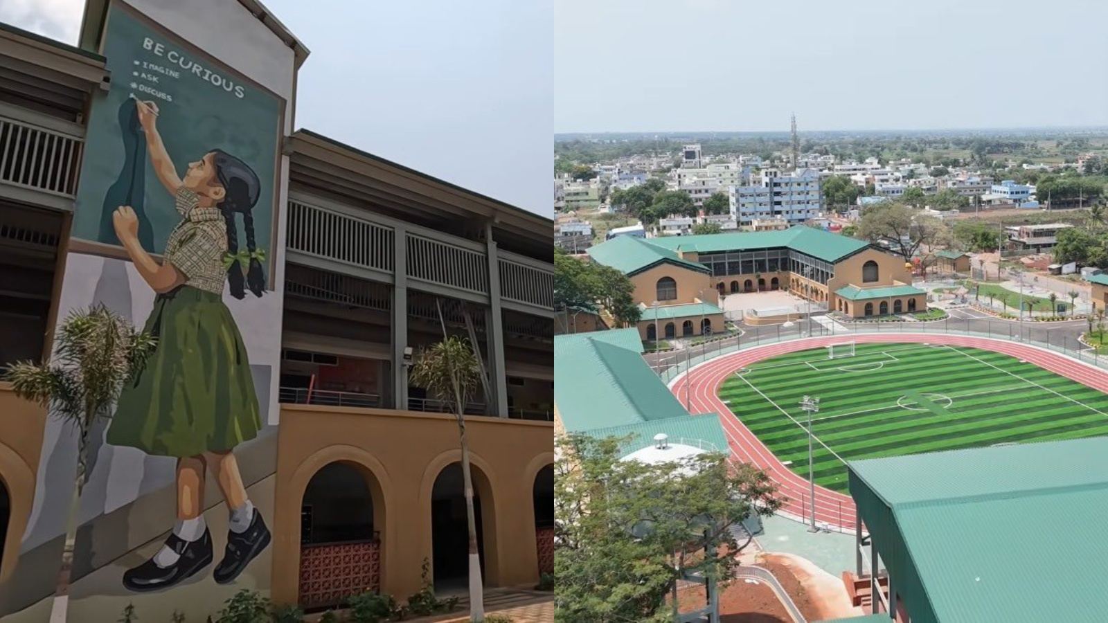 Nidamarru ZP High School in Mangalagiri featuring modern classrooms, sports facilities and advanced educational infrastructure